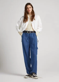 CHAMBRAY CARGO TROUSERS