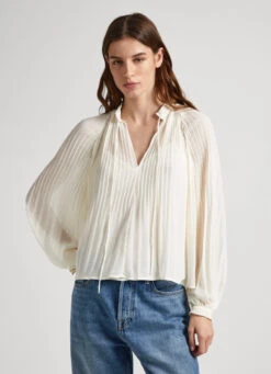 PLEATED CHIFFON BLOUSE