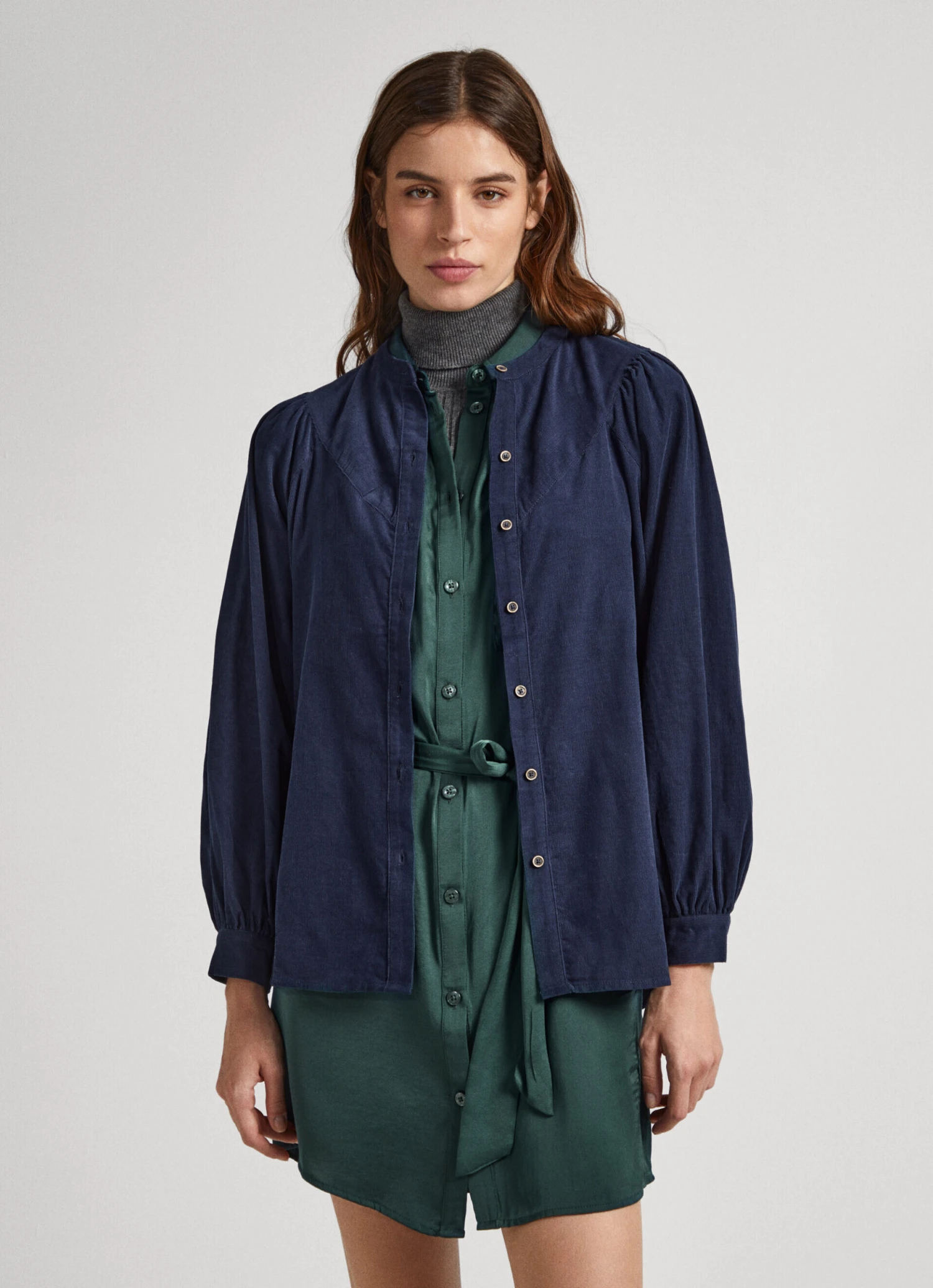 MANDARIN COLLAR CORDUROY BLOUSE 3 MANDARIN COLLAR CORDUROY BLOUSE