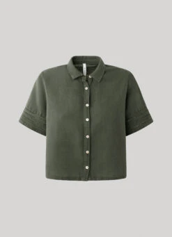 SHORT SLEEVE SHIRT WITH OPENWORK DETAILS -Winter Clothes Store PL304604 728 01 FL