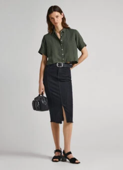 SHORT SLEEVE SHIRT WITH OPENWORK DETAILS -Winter Clothes Store PL304604 728 02 MO