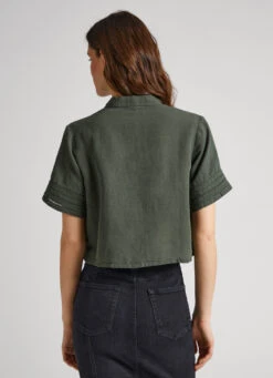 SHORT SLEEVE SHIRT WITH OPENWORK DETAILS -Winter Clothes Store PL304604 728 05 MO