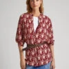 LONG GEOMETRIC PRINT BLOUSE