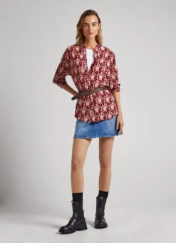 LONG GEOMETRIC PRINT BLOUSE -Winter Clothes Store PL304615 0AA 02 MO