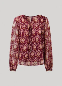 KEYHOLE NECKLINE BLOUSE -Winter Clothes Store PL304619 0AA 01 FL