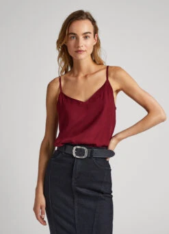 EMBROIDERED NECKLINE STRAP TOP