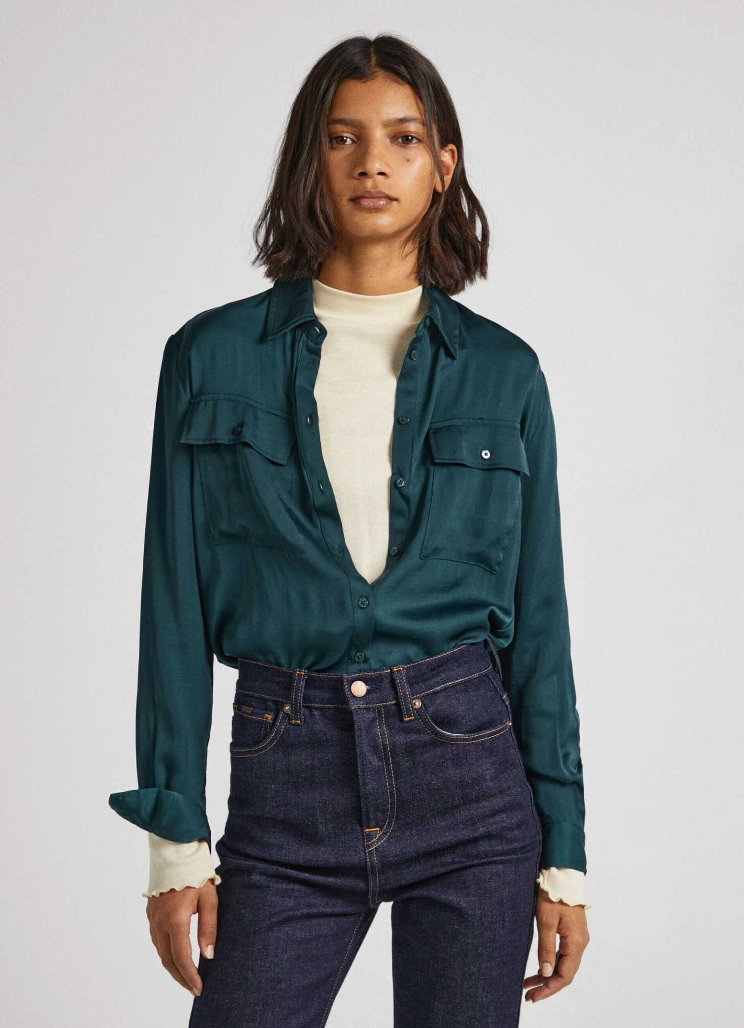 REGULAR FIT SATIN SHIRT 3 REGULAR FIT SATIN SHIRT