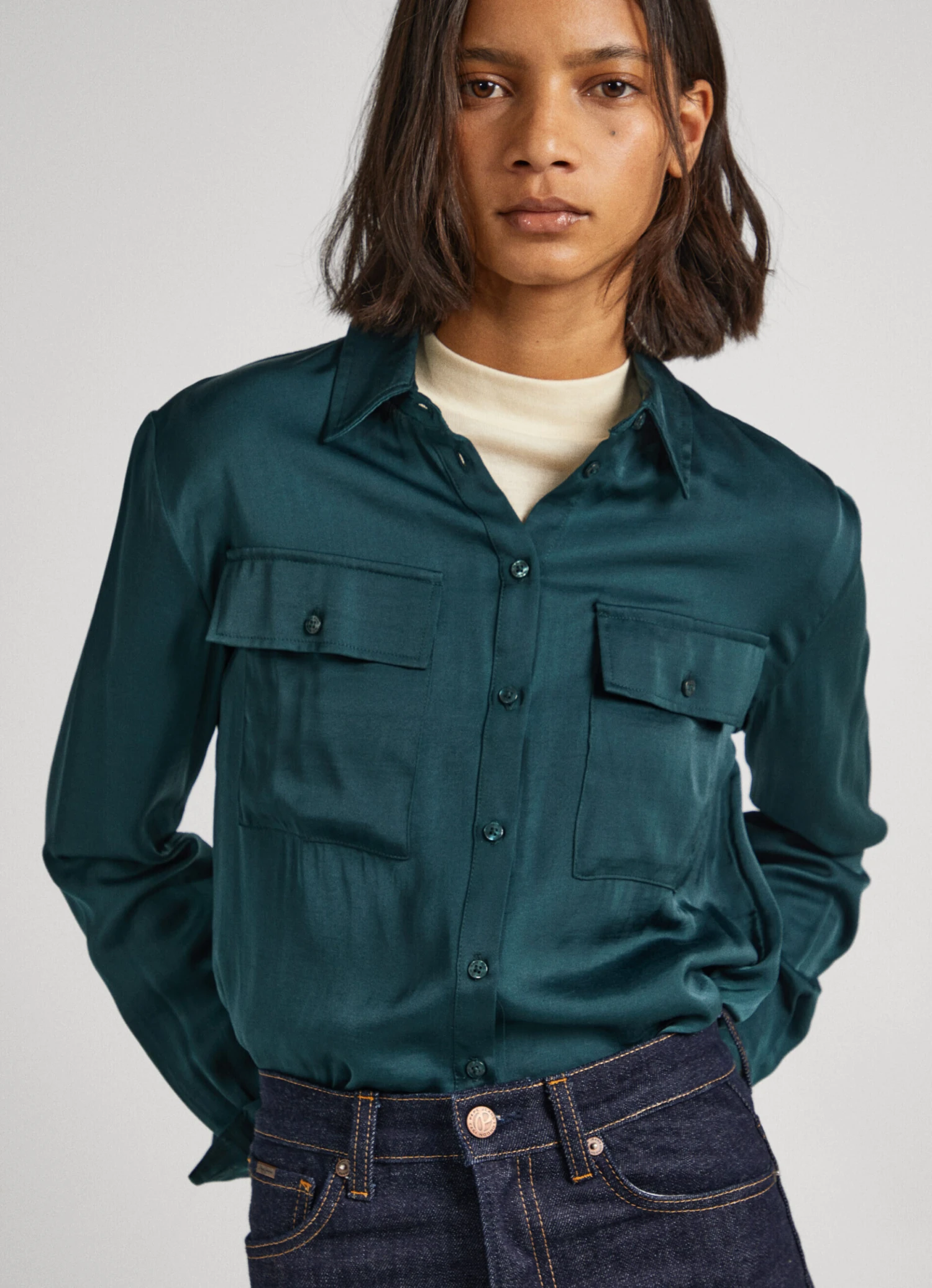 REGULAR FIT SATIN SHIRT 5 REGULAR FIT SATIN SHIRT - Image 3