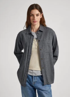 HERRINGBONE COTTON OVERSHIRT