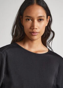 CROPPED FIT SATIN BLOUSE -Winter Clothes Store PL304693 999 03 MO