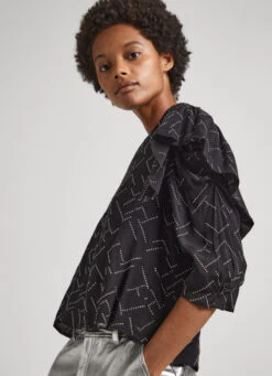 ASYMMETRIC BLOUSE WITH STRASS DETAILS -Winter Clothes Store PL304723 999 03 MO