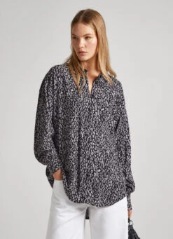 FLOWY ANIMAL PRINT SHIRT