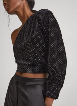 VELVET BLOUSE WITH SPARKLE DETAIL