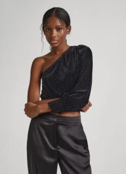 VELVET BLOUSE WITH SPARKLE DETAIL -Winter Clothes Store PL304733 999 03 MO