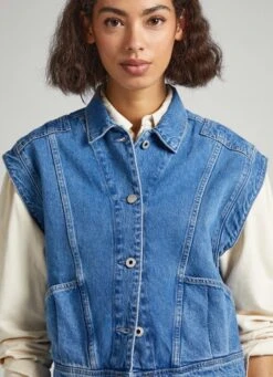SLEEVELESS DENIM JACKET -Winter Clothes Store PL402220 000 03 MO