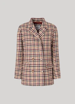 WOOL BLEND HOUNDSTOOTH PRINT BLAZER -Winter Clothes Store PL402291 0AA 01 FL