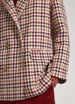 WOOL BLEND HOUNDSTOOTH PRINT BLAZER -Winter Clothes Store PL402291 0AA 04 MO