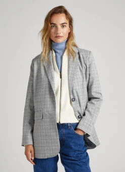 CHECKED TWILL BLAZER