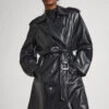 FAUX LEATHER TRENCH COAT