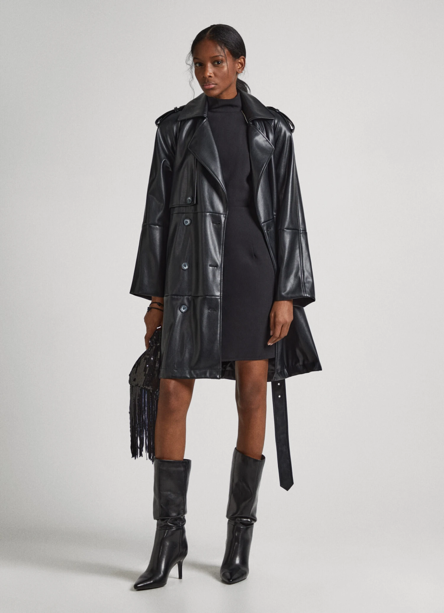 FAUX LEATHER TRENCH COAT 4 FAUX LEATHER TRENCH COAT - Image 2