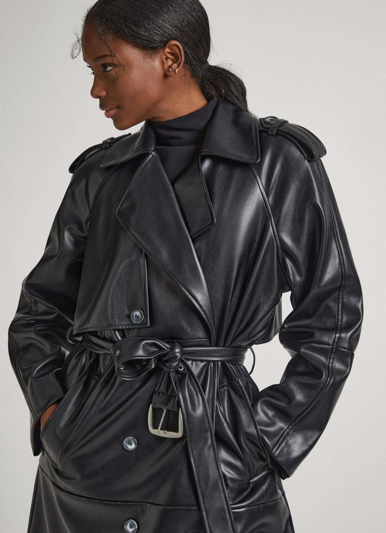 FAUX LEATHER TRENCH COAT 6 FAUX LEATHER TRENCH COAT - Image 4