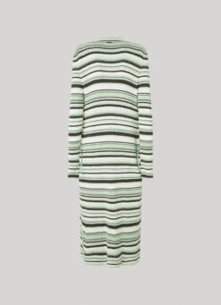 LONG STRIPE-PRINT CARDIGAN -Winter Clothes Store PL702008 0AA 02 FL