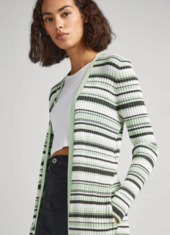 LONG STRIPE-PRINT CARDIGAN -Winter Clothes Store PL702008 0AA 03 MO