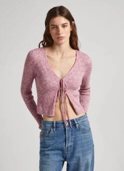 HEATHERED MELANGE COTTON CARDIGAN