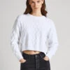 CROPPED CABLE KNIT SWEATSHIRT -Winter Clothes Store PL702026 800 01 MO