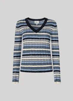 STRIPED V-NECK KNIT 12 STRIPED V-NECK KNIT -Winter Clothes Store PL702032 0AA 01 FL