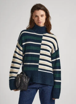 STRIPED TURTLENECK KNIT