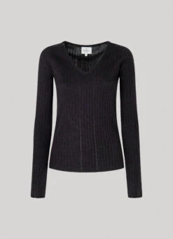 RIBBED V-NECK KNIT -Winter Clothes Store PL702056 999 01 FL