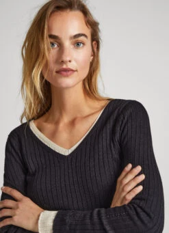 RIBBED V-NECK KNIT -Winter Clothes Store PL702056 999 03 MO