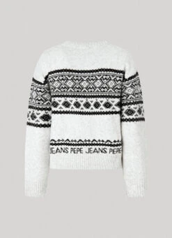 CREW NECK JACQUARD KNIT -Winter Clothes Store PL702061 804 02 FL