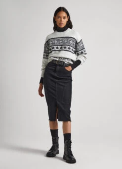 CREW NECK JACQUARD KNIT -Winter Clothes Store PL702061 804 02 MO