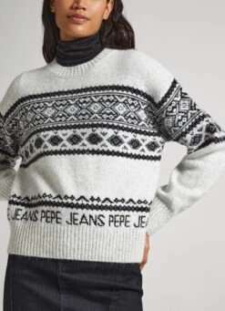 CREW NECK JACQUARD KNIT -Winter Clothes Store PL702061 804 03 MO