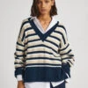 STRIPED V-NECK SWEATSHIRT -Winter Clothes Store PL702084 0AA 01 MO