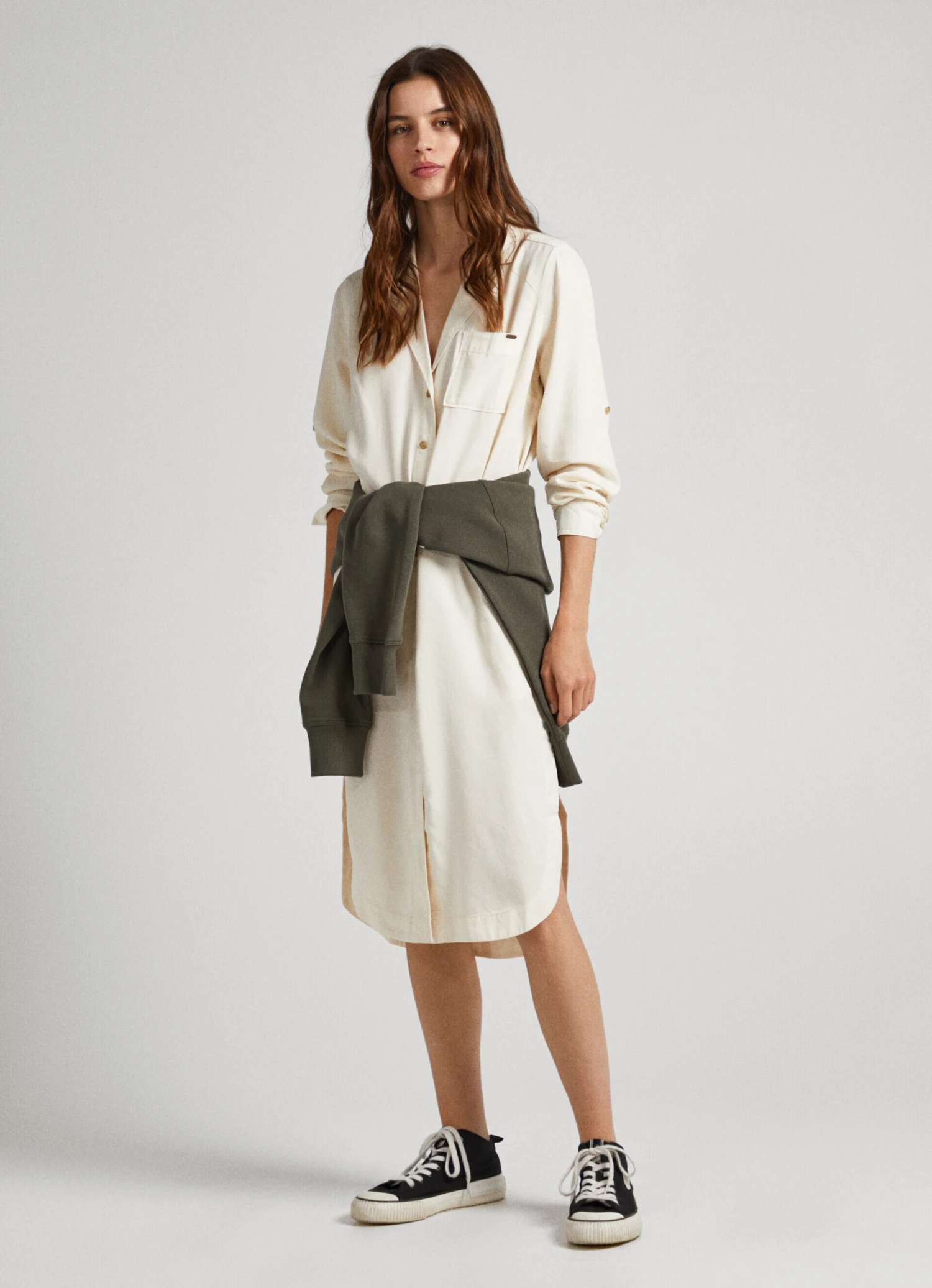 FLAP NECK TENCEL DRESS 7 FLAP NECK TENCEL DRESS - Image 5