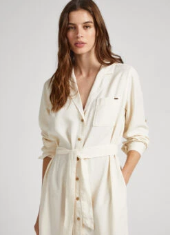 FLAP NECK TENCEL DRESS