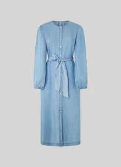 ROUND NECK TENCEL DRESS -Winter Clothes Store PL953342 551 01 FL