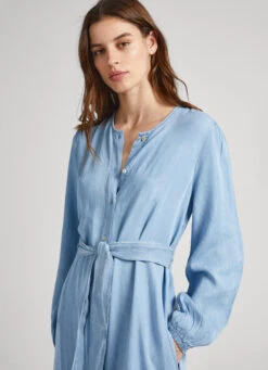 ROUND NECK TENCEL DRESS -Winter Clothes Store PL953342 551 03 MO