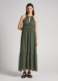 GEOMETRIC PRINT CHIFFON DRESS