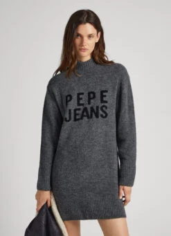 TURTLENECK DRESS WITH LOGO