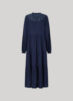 DOBBY DRESS WITH OPENWORK DETAILS -Winter Clothes Store PL953399 594 02 FL