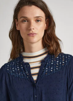 DOBBY DRESS WITH OPENWORK DETAILS -Winter Clothes Store PL953399 594 04 MO