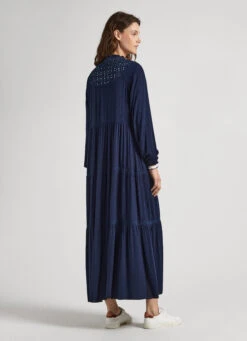 DOBBY DRESS WITH OPENWORK DETAILS -Winter Clothes Store PL953399 594 05 MO