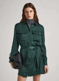 SATIN BUTTON-UP DRESS