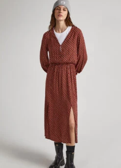 GEOMETRIC PRINT DOBBY DRESS