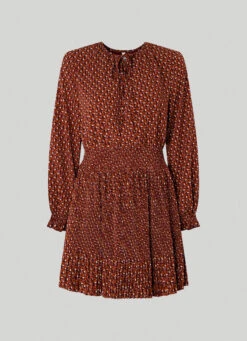 PLEATED BOHO DRESS -Winter Clothes Store PL953422 0AA 01 FL