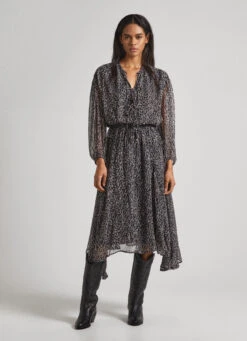 MIDI DRESS WITH ANIMAL PRINT -Winter Clothes Store PL953436 999 02 MO